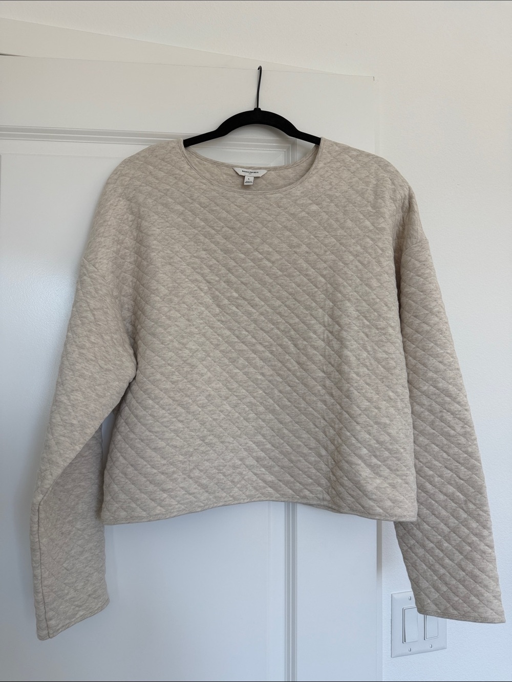 Banana Republic Quilted Crewneck Sweater in Oatmeal